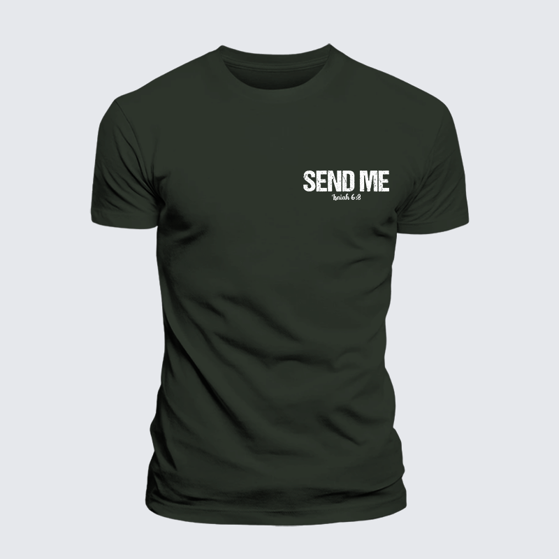 Isaiah 6:8 - SEND ME Jesus God Christian Premium Mercerized Cotton Tee