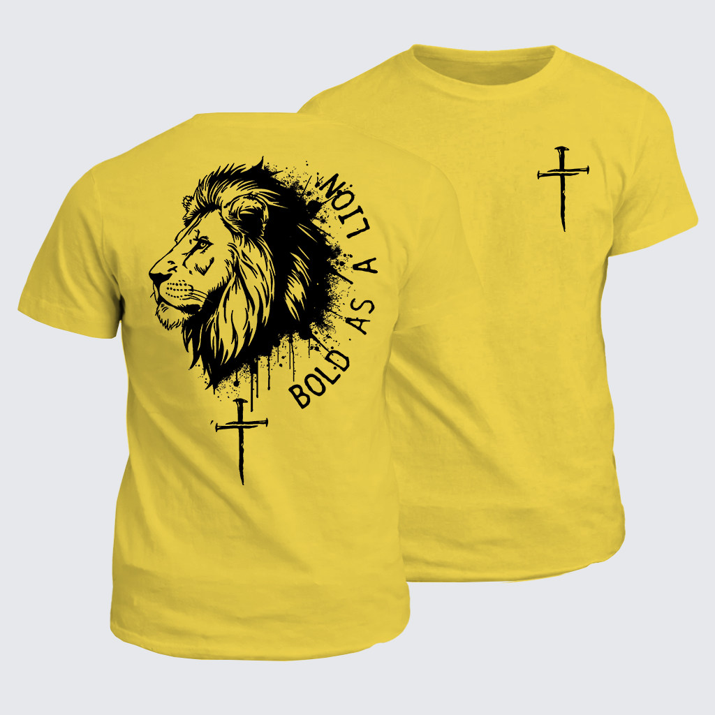 Bold as a Lion Jesus God Christian Cotton T-Shirt