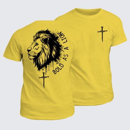 Bold as a Lion Jesus God Christian Cotton T-Shirt