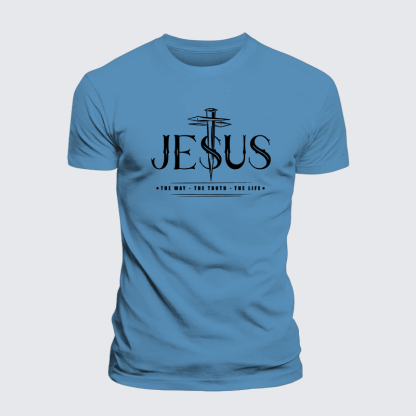 Jesus The Way The Truth The Life Jesus God Christian Premium Mercerized Cotton Tee