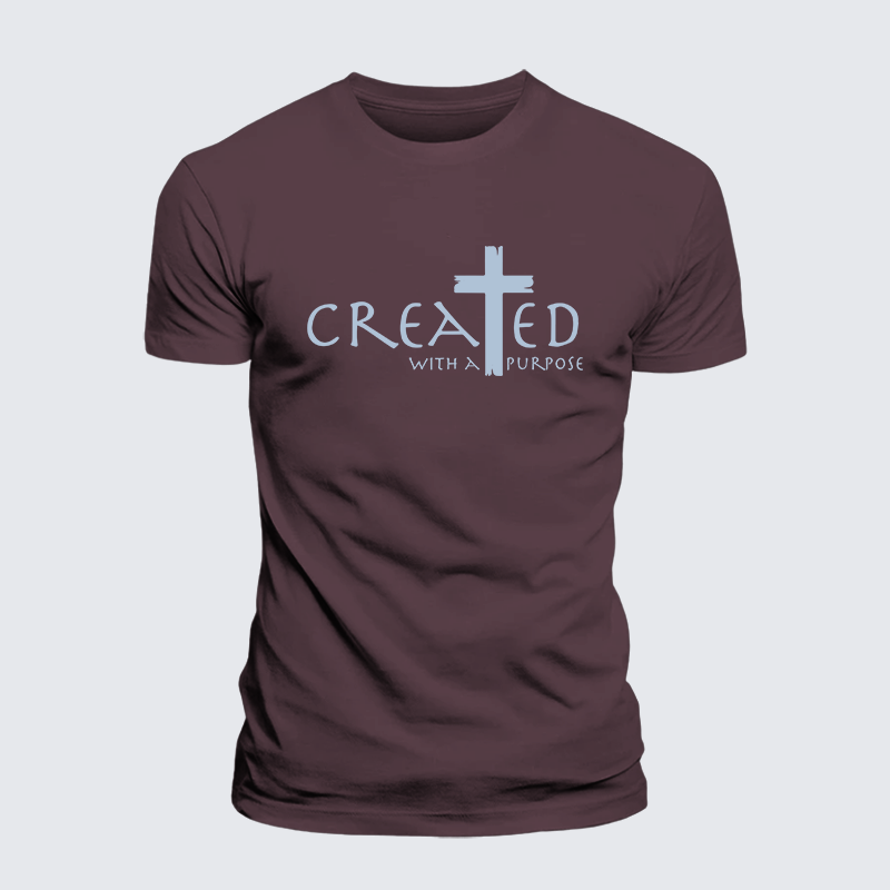 Created with a Purpose Jesus God Christian Premium Mercerized Cotton Tee