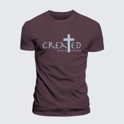 Created with a Purpose Jesus God Christian Premium Mercerized Cotton Tee