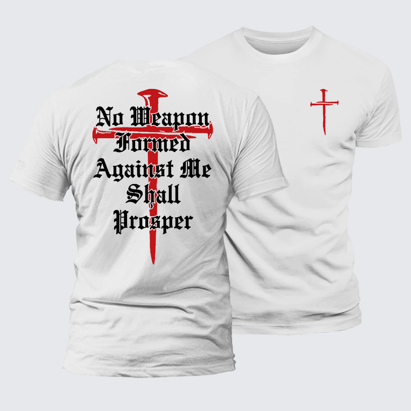 No Weapon Formed Against Me Shall Prosper Jesus God Christian Premium Mercerized Cotton Tee