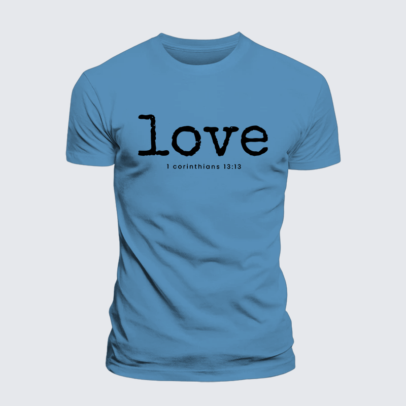 Love 1 Corinthians 13:13 Jesus God Christian Premium Mercerized Cotton Tee
