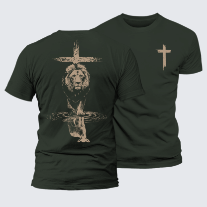 Power And Peace Faith Cross Jesus God Christian Premium Mercerized Cotton Tee