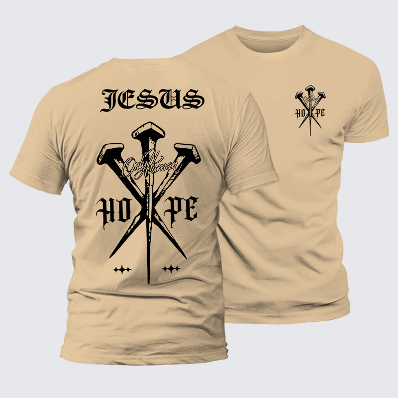 Only Human Hpoe Jesus God Christian Premium Mercerized Cotton Tee