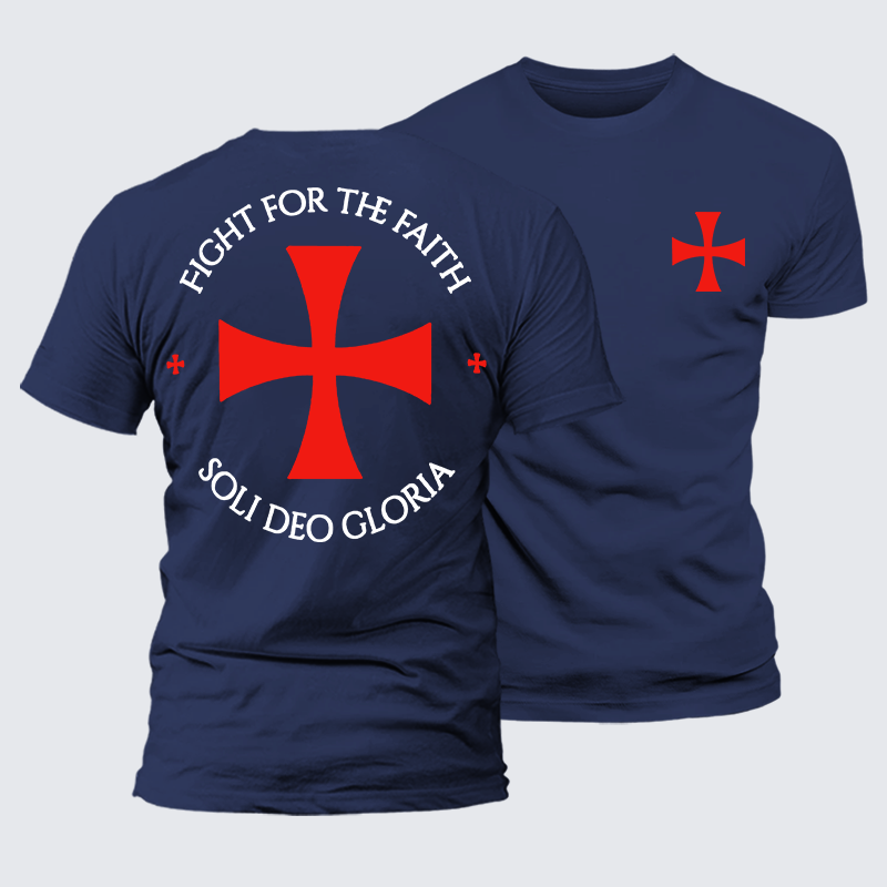 Fight for the Faith – Templar Cross Crusader Knight  Jesus God Christian Premium Mercerized Cotton Tee