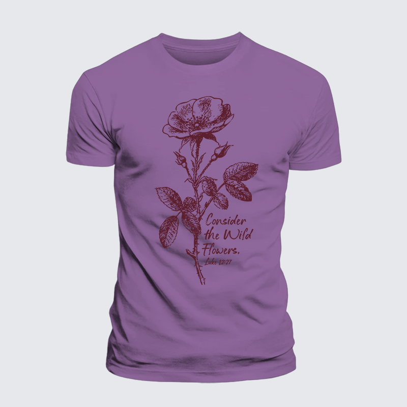 Consider the Wild Flowers Jesus God Christian Premium Mercerized Cotton Tee