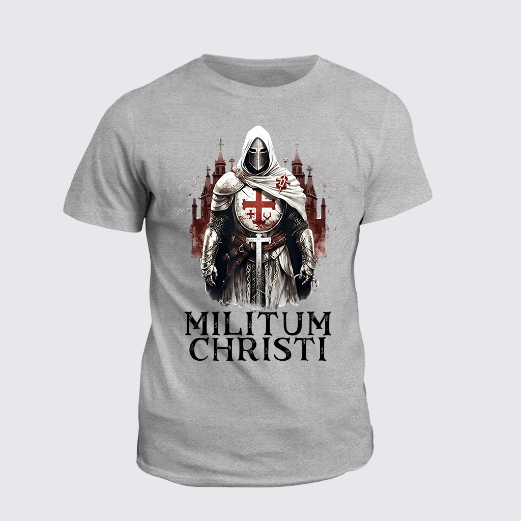 Knight Catholic Religious Military Crusader  Jesus God Christian Cotton T-Shirt