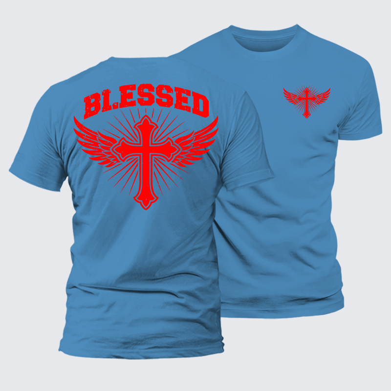 Blessed Cross Jesus God Christian Premium Mercerized Cotton Tee