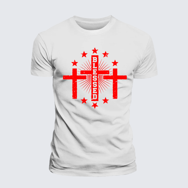 Blessed Cross Jesus God Christian Premium Mercerized Cotton Tee