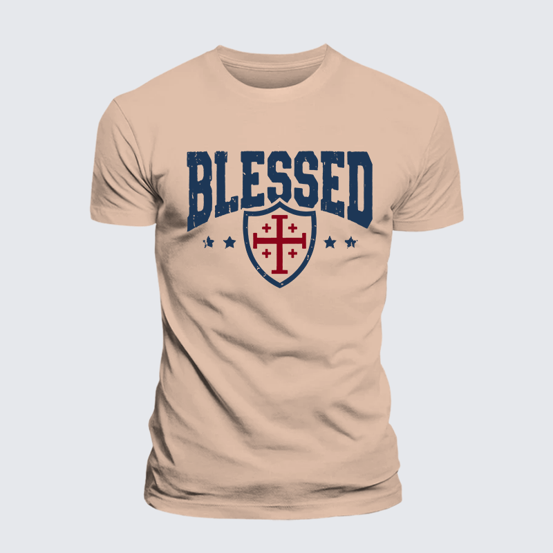 Blessed Cross Jesus God Christian Premium Mercerized Cotton Tee