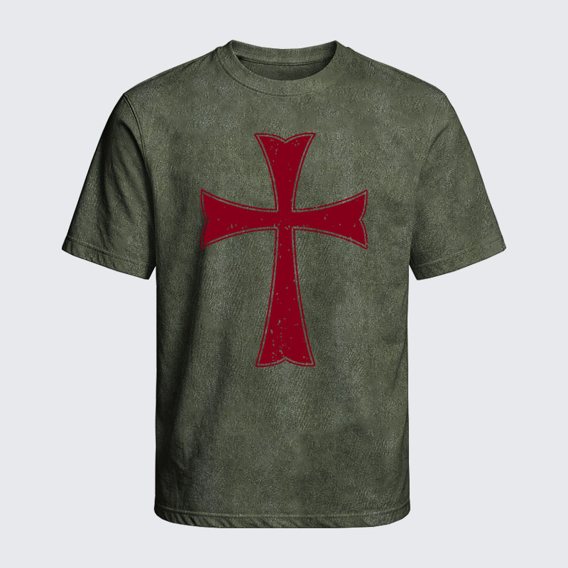 Washed T-Shirt - Knights Templar Crusader Cross
