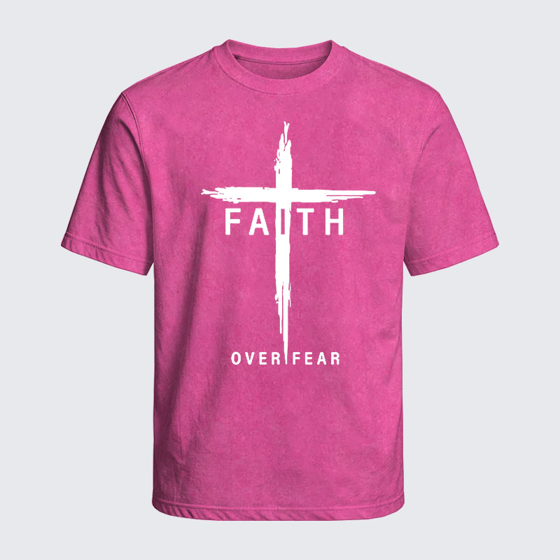 Washed T-Shirt - Faith Over Fear Cross