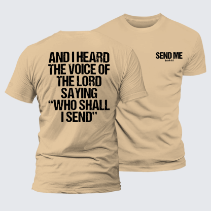 Send Me Isaiah 6:8 Jesus God Christian Premium Mercerized Cotton Tee