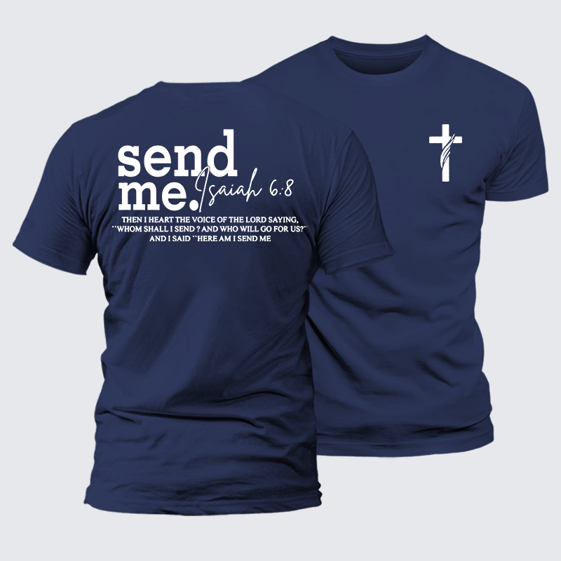 Send Me Isaiah 6:8 Jesus God Christian Premium Mercerized Cotton Tee