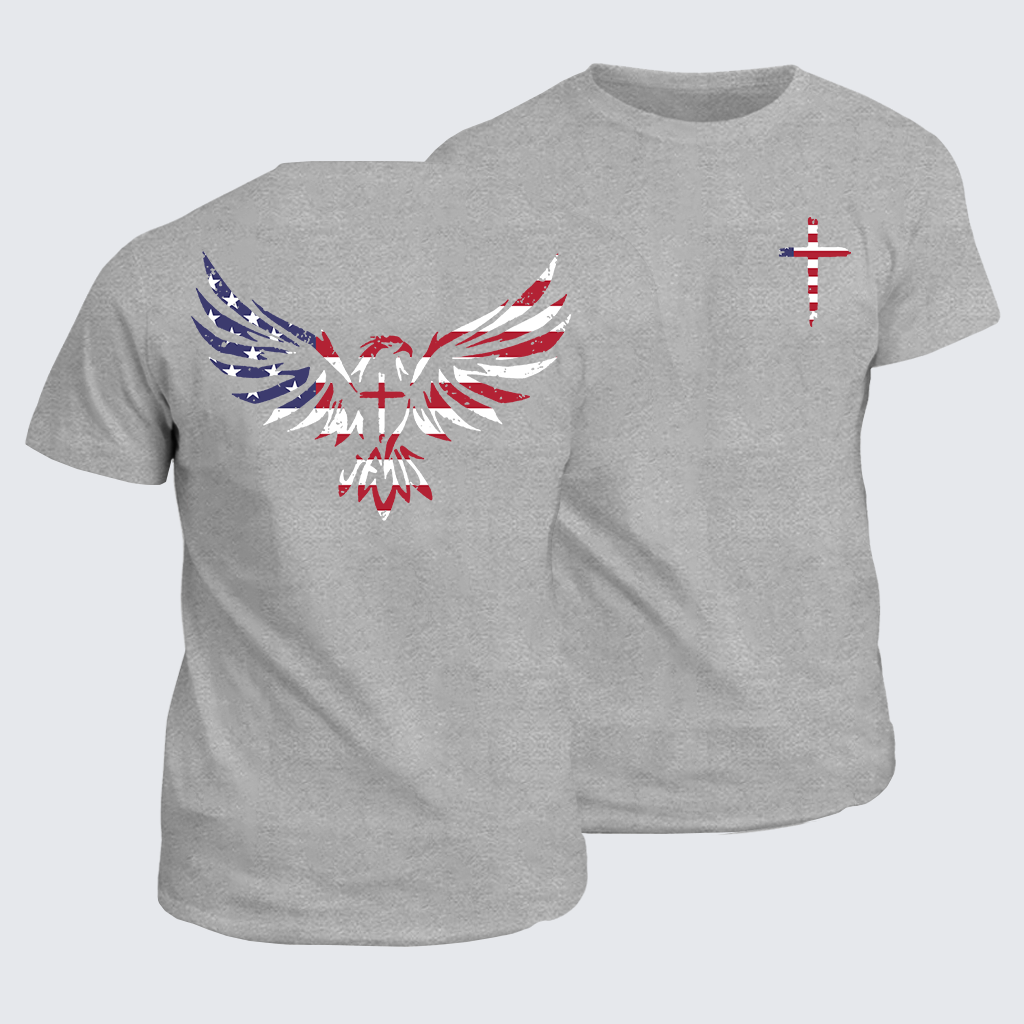 Wings Like Eagles Jesus God Christian Cotton T-Shirt