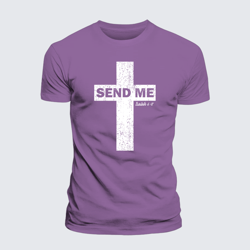 Send Me Isaiah 6:8 Jesus God Christian Premium Mercerized Cotton Tee
