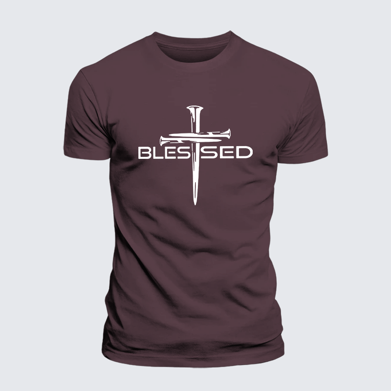 Cross Blessed Jesus God Christian Premium Mercerized Cotton Tee