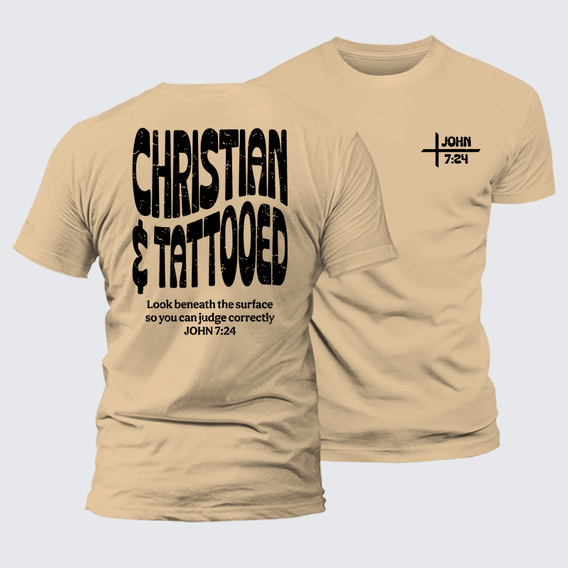 Christian & Tattooed Jesus God Christian Premium Mercerized Cotton Tee