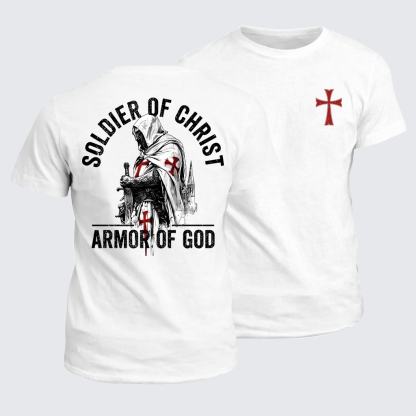 Soldier of Christ Armor Of God Crusader Spirit Jesus God Christian Cotton T-Shirt