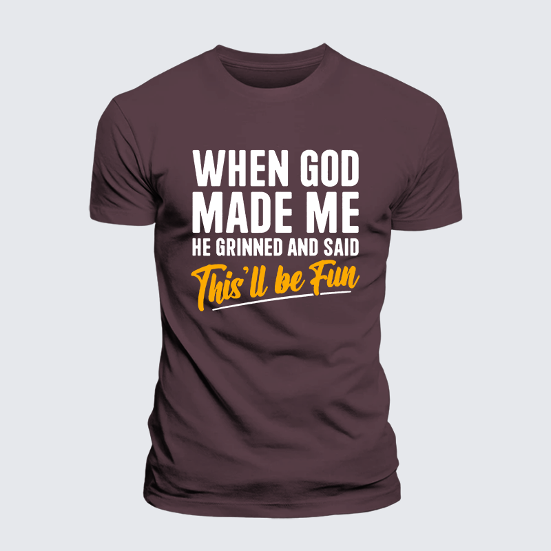 When God Made Me Jesus God Christian Premium Mercerized Cotton Tee