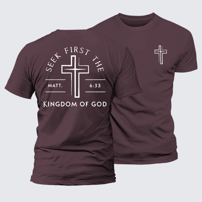 Seek First The Kingdom Of God Jesus God Christian Premium Mercerized Cotton Tee