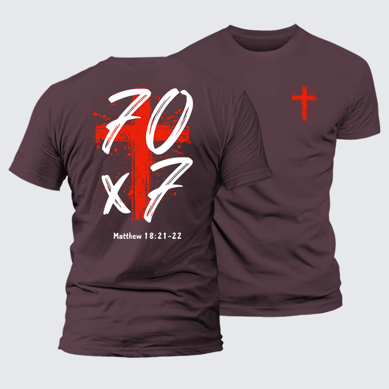 Matthew 18:21-22 Jesus God Christian Premium Mercerized Cotton Tee
