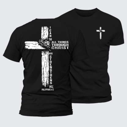 I Can Do All Things THrough Christ Jesus God Christian Premium Mercerized Cotton Tee