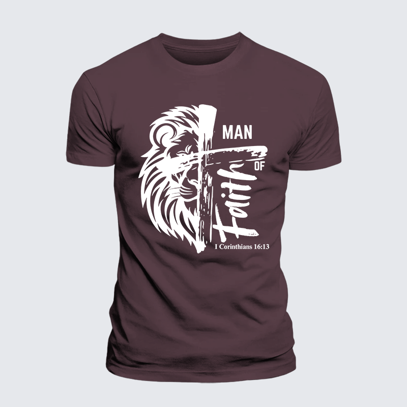 Man Of Faith Jesus God Christian Premium Mercerized Cotton Tee