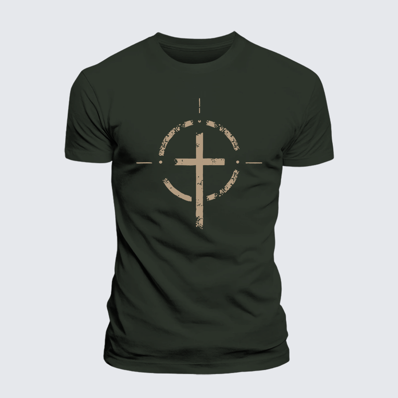 On Target With God Jesus God Christian Premium Mercerized Cotton Tee