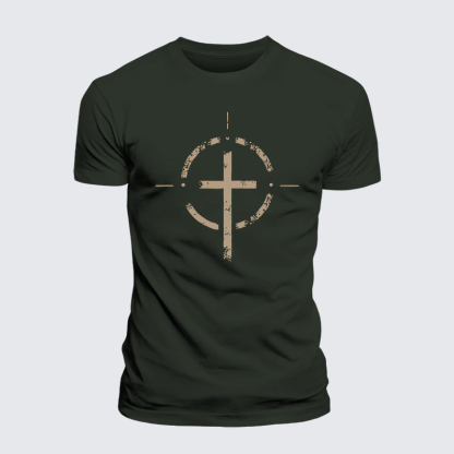 On Target With God Jesus God Christian Premium Mercerized Cotton Tee