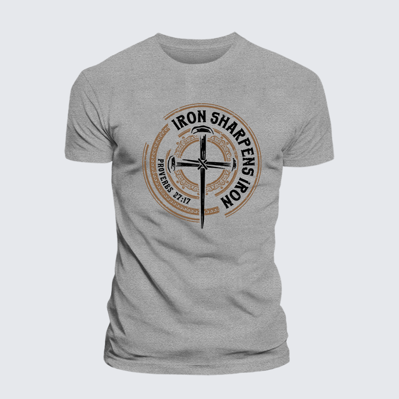 Iron Sharpens Iron - Proverbs 27:17 Jesus God Christian Cotton T-Shirt