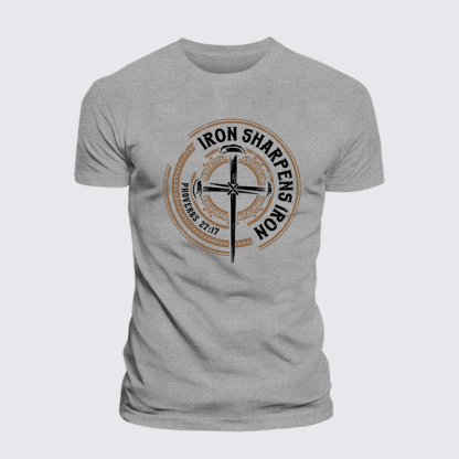 Iron Sharpens Iron - Proverbs 27:17 Jesus God Christian Cotton T-Shirt