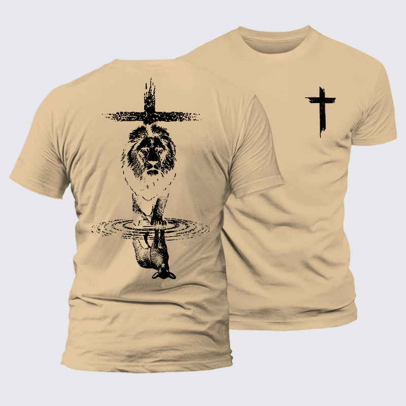 Power And Peace Faith Cross Jesus God Christian Premium Mercerized Cotton Tee