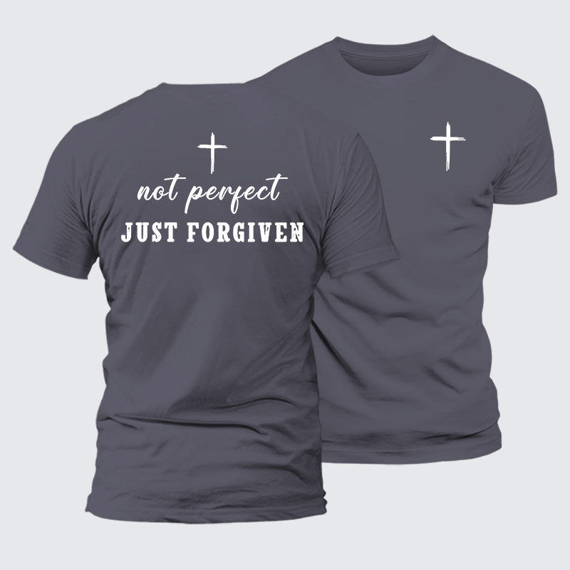 Not Perfect Just Forgiven Jesus God Christian Premium Mercerized Cotton Tee