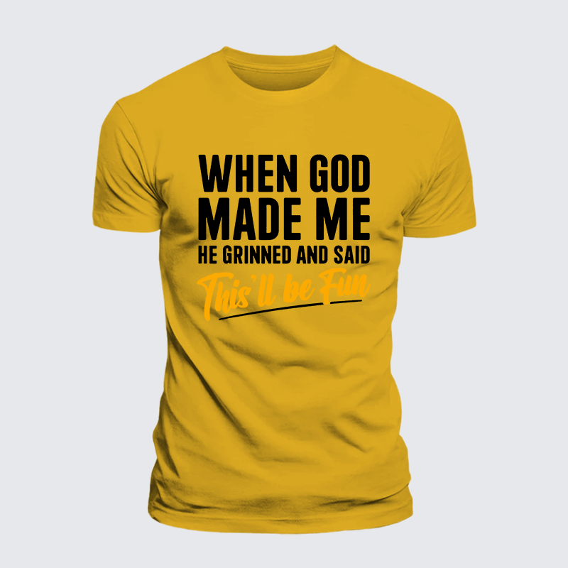 When God Made Me Jesus God Christian Premium Mercerized Cotton Tee