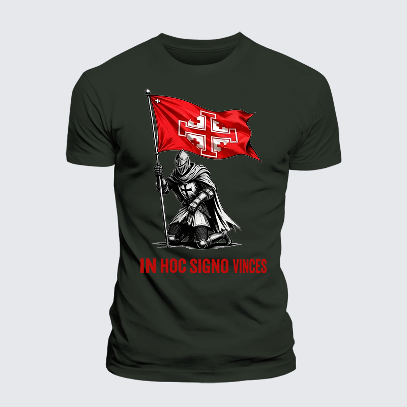 In Hoc Signo Vinces Jesus God Christian Premium Mercerized Cotton Tee