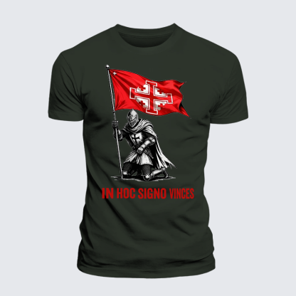 In Hoc Signo Vinces Jesus God Christian Premium Mercerized Cotton Tee