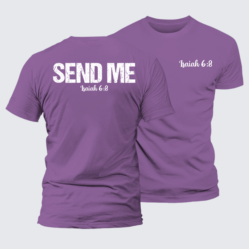 Isaiah 6:8 - SEND ME Jesus God Christian Premium Mercerized Cotton Tee