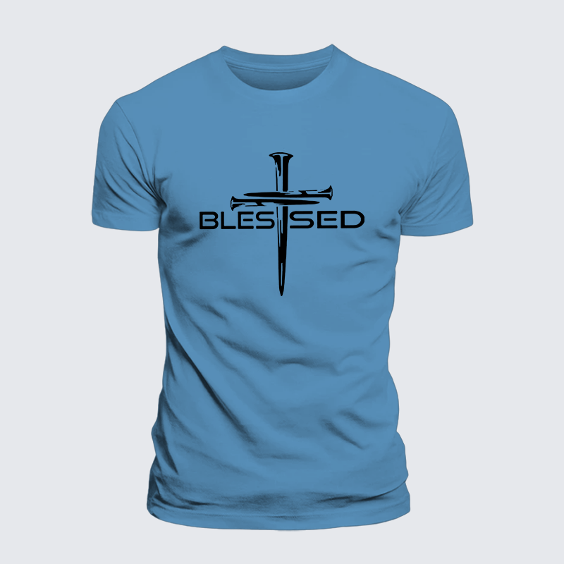 Cross Blessed Jesus God Christian Premium Mercerized Cotton Tee