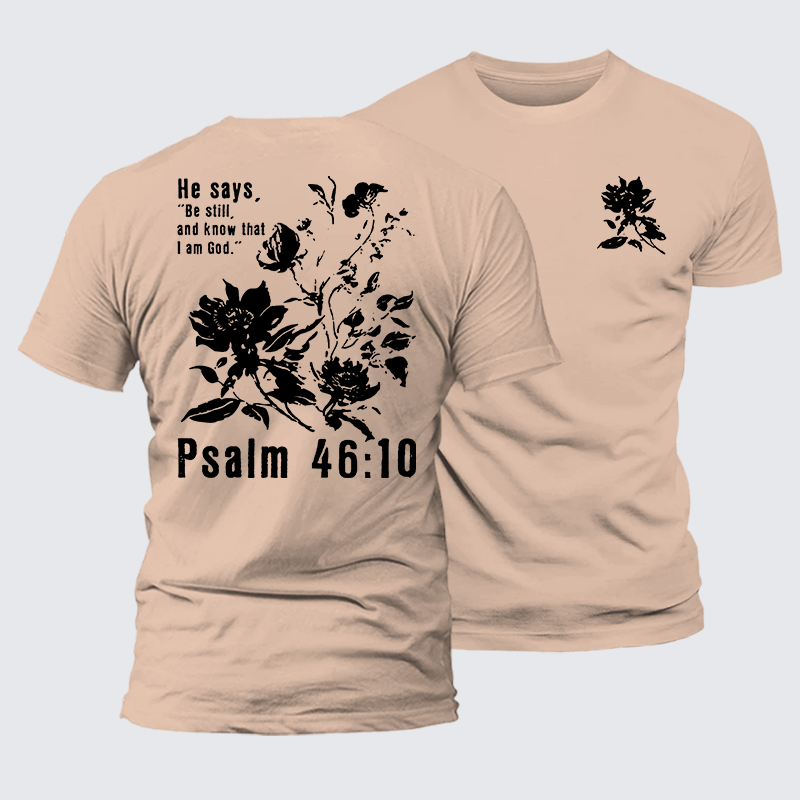 Psalm 46:10 Jesus God Christian Premium Mercerized Cotton Tee