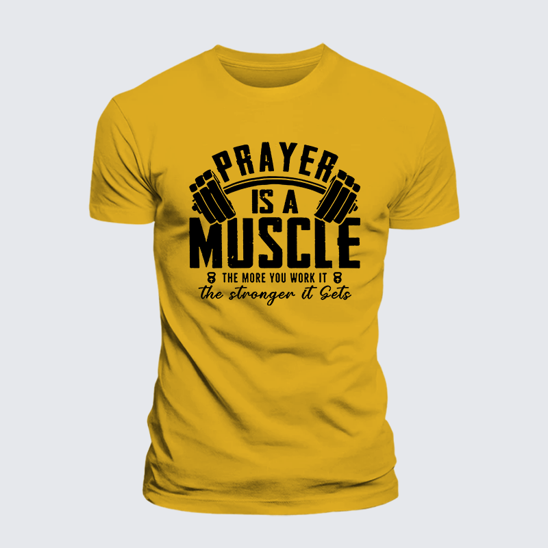 Prayer Is A Muscle Cross Jesus God Christian Premium Mercerized Cotton Tee