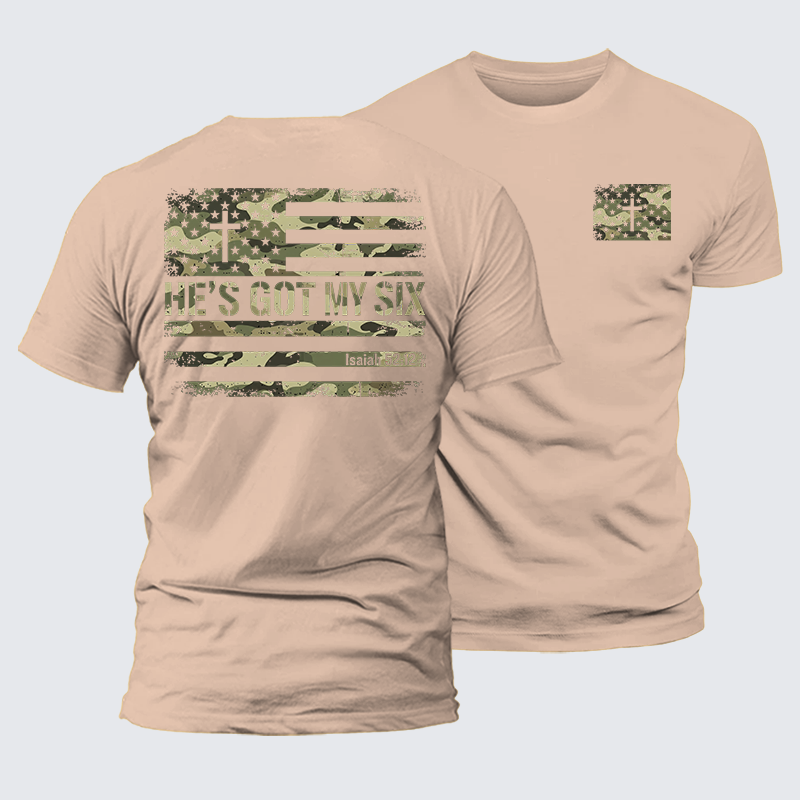 He's Got My Six Jesus God Christian Premium Mercerized Cotton Tee