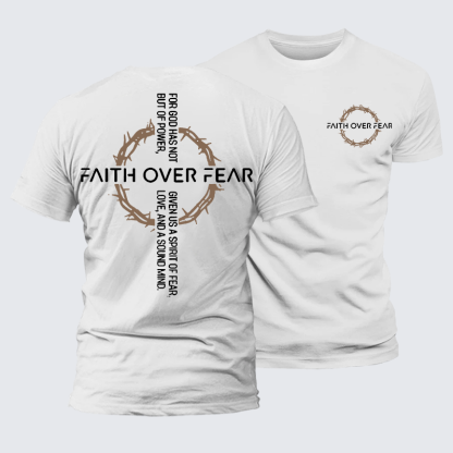  Faith Over Fear Jesus God Christian Premium Mercerized Cotton Tee