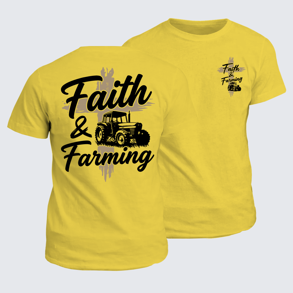 Faith & Farming Jesus God Christian Cotton T-Shirt