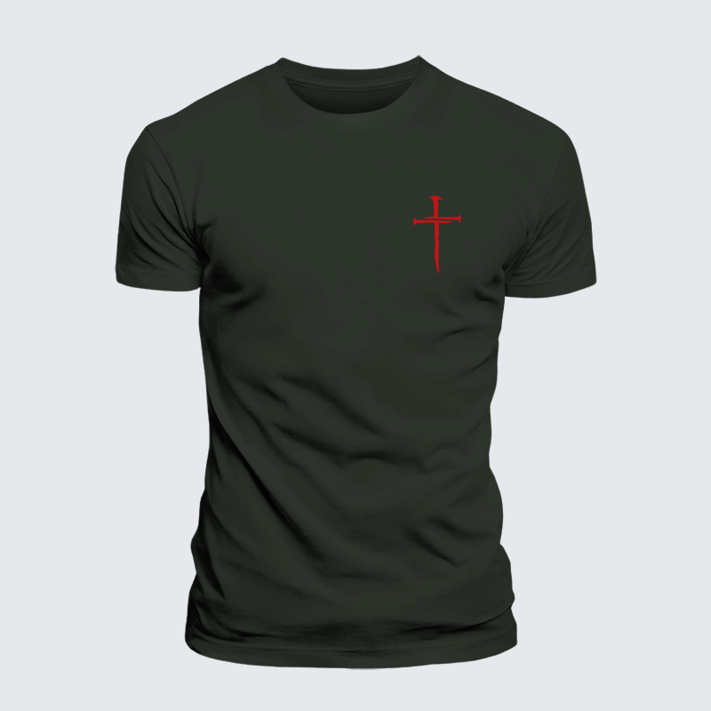 Red Cross Jesus God Christian Premium Mercerized Cotton Tee