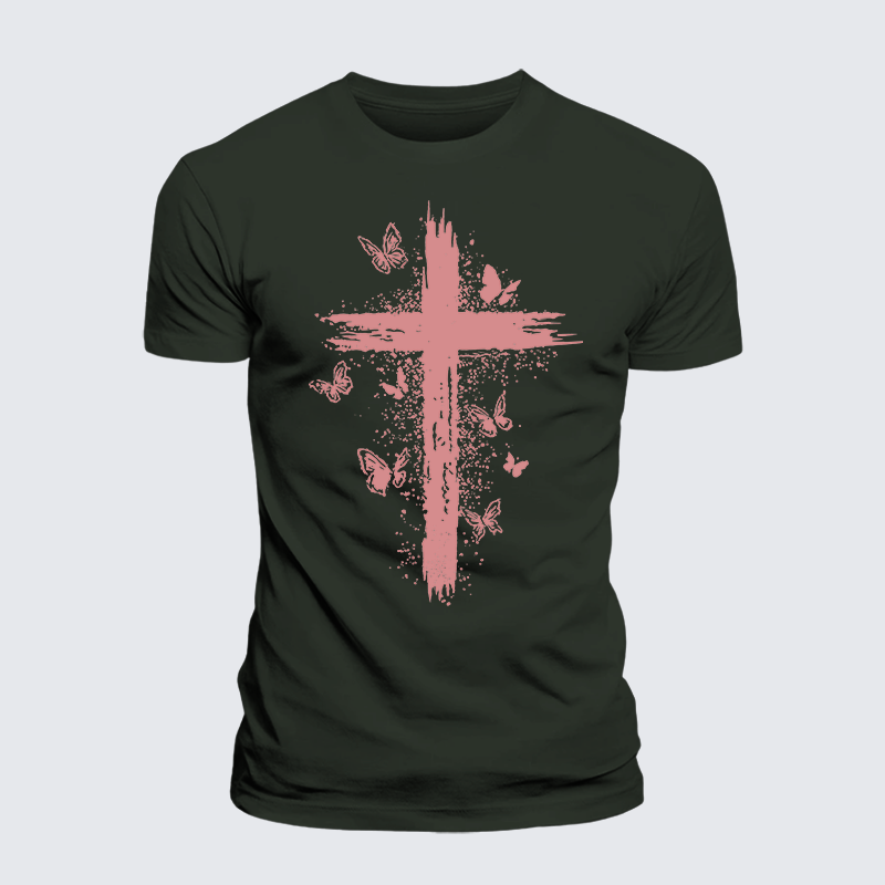 Butterfly Jesus God Christian Premium Mercerized Cotton Tee