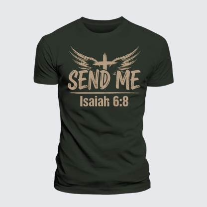 Isaiah 6:8 - SEND ME Jesus God Christian Premium Mercerized Cotton Tee
