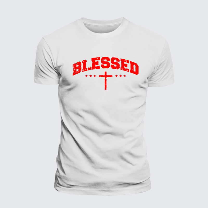 Blessed Cross Jesus God Christian Premium Mercerized Cotton Tee